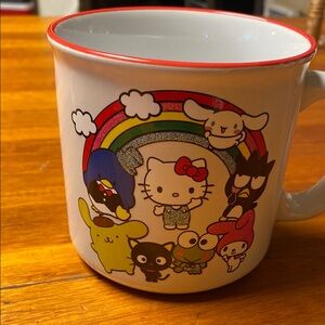 Sanrio Character Mug with Rainbow Design - White and Red